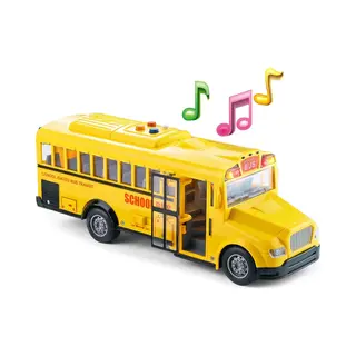 698 Jian Sheng Toys Schoolbus Speelgoed - Bus Met Licht En Geluid - Frictie - 27.5 Cm - 3+ Jaar