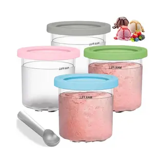 IJshouder Geschikt Voor Ninja Creami Bekers, Bakjes - 4 Stuks - Met Deksel - Geschikt Voor NC300 & NC301 Serie & NC299AMZ - Accessoires - Bpa-vrij -