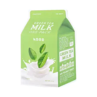 A'Pieu Melkstofmasker Met Melk, één Verpakking, 21 G, Groene Thee