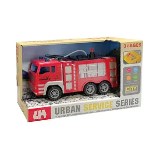 698 Jian Sheng Toys Brandweerwagen Met Lichtjes En Geluid + Water Sproeislang - City Service Brandweerauto (21cm)