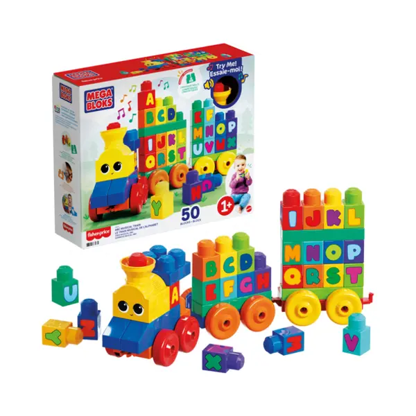 Mega Bloks First Builders Abc Musical Train Toy Building Blocks with Music (50 Pieces) for Toddler thumbnail
