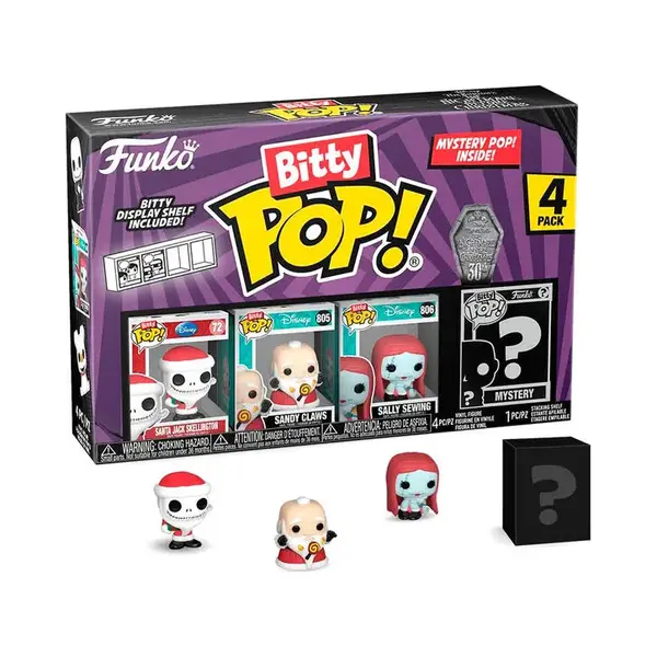 Funko Bitty Pop! The Nightmare Before Christmas - Santa Jack 4PK - Santa Jack, Sandy Claws, Vampire Teddy With Duck Und Eine Überraschungs-Mini-Figur thumbnail