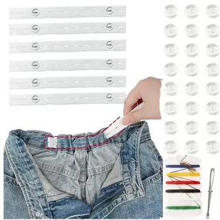 6 Stuks - Verstelbare Elastische Riem Vintage - Broekverkleiner - Elastische Riemen - Kwaliteitsriemen Met Stretch - Maat Verstelbaar - Unisex - Wit