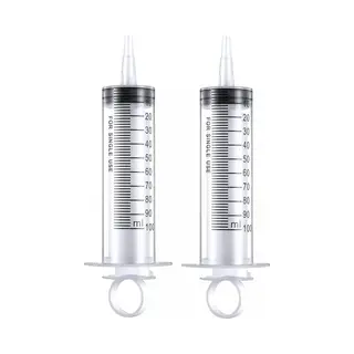 Injectiespuit - 2 Stuks - 100 Ml - Doseerspuit - Spuit Met Extra Lange Tuit - Injectiespuit / Spuit Zonder Naald En Met Extra Lange Tuit