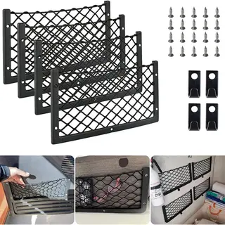 4 Stuks - Back-up Mesh Opbergnet - Zak Opbergvak - Organisator Rv Accessoires - Voor Binnen Auto Zak Organisator Bagagenet - Zitnet Kofferbak - Net