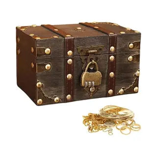 Kleine Vintage Houten Schatkist Met Cijferslot - Voor Kinderen - Sieradenkistje - Opslag En Decoratie - 18 X 11 X 10 Cm