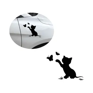 Autodecoratie - Auto Sticker Vlinder Kat - Sportauto Stickers - Auto Decoratie - Auto Sticker - Katten Sticker - Sportauto Stickers - Plakstickers -