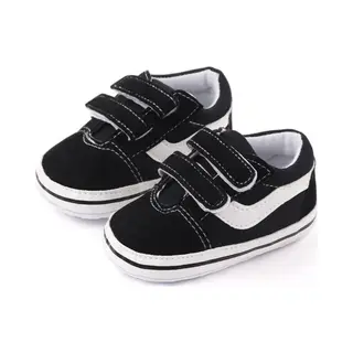 Wuno Babyschoenen - Baby Slofjes - Klittenband - Schoenmaat 19-20 – 6-12 Maanden (12cm) - Zwart