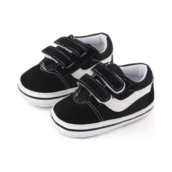 Wuno Babyschoenen - Baby Slofjes - Klittenband - Schoenmaat 19-20 – 6-12 Maanden (12cm) - Zwart thumbnail