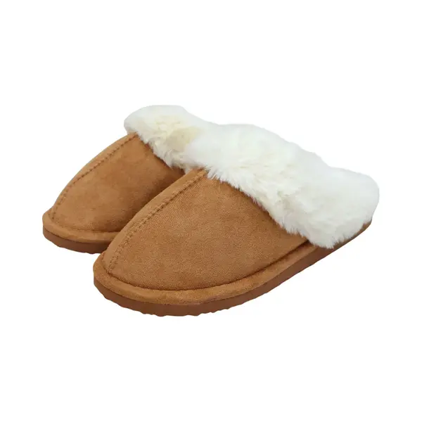 Pantoffels Dames En Heren Fluffy Open Sloffen Met Pluche Voering Antislip Zool – Bruin - Maat 38/39 thumbnail