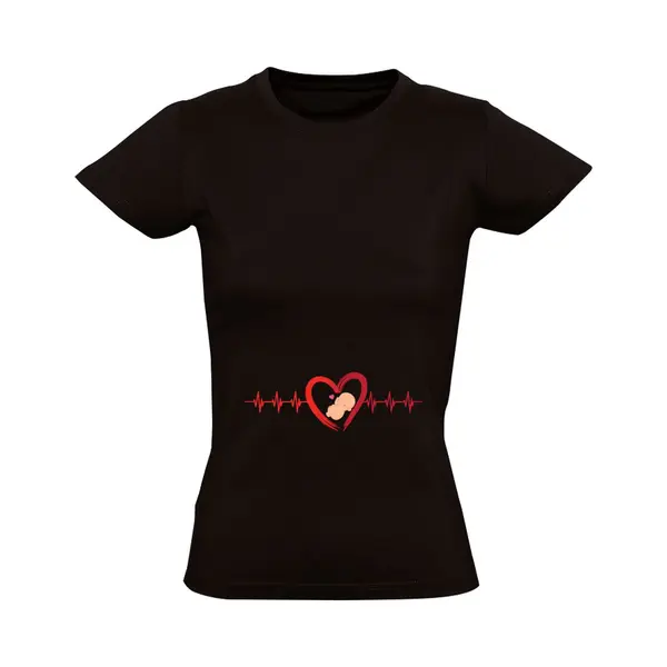 Sol's Baby Hartslag Dames T-shirt - Zwanger - Moeder - Aankondiging - Zwangerschap - Mama - Schattig - Cute - Ouders - Ouderschap thumbnail