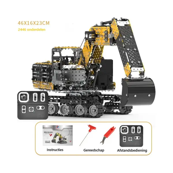 MetalMakers.nl Metalen Bouwpakket Graafmachine – Volledig Rc Bestuurbaar - 2500+ Onderdelen – 46x16x23 Cm thumbnail
