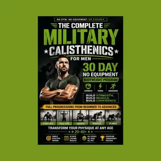 The Complete Military Calisthenics For Men, 30 Day No Equipment Bodyweight Program For Strength, Muscle, Power & Endurance. Full Progressions From