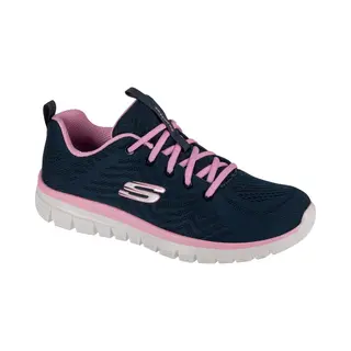 Skechers Get Connected Nvpk Navy Pink Womens Trainers 12615 In A Plain Textile In Size 7