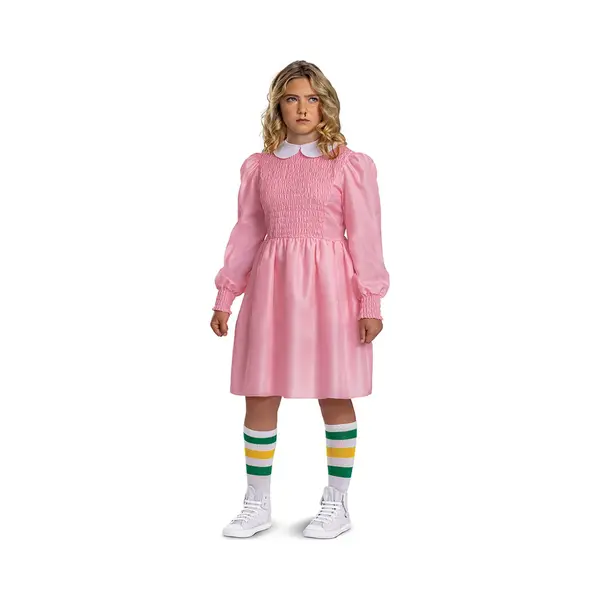 Stranger Things Disguise 123659K-Eu-6 Eleven Klassieke Roze Tienerjurk, Maat M (7-8) thumbnail