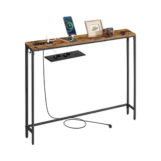 Vasagle Smalle Consoletafel Met Stopcontacten, 15 X 100 X 80 Cm
