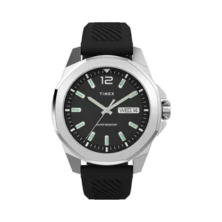 Timex Essex Kwarts Analoog Horloge Zwart Case, 100% Low Lead Brass | Armband, 100% Silicone 46 TW2W42900AJ