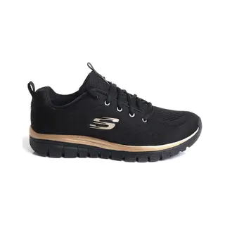 Skechers Graceful Get Connected Sneakers Voor Dames, Zwart Rose Goud