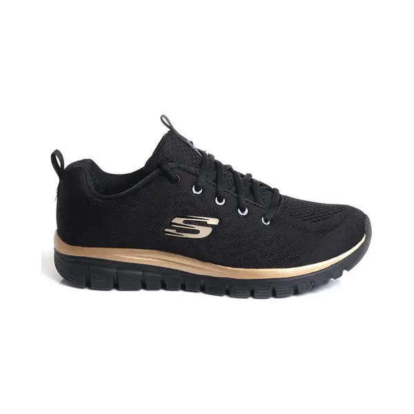 Skechers Women's Graceful Get Connected Sneaker, Black Mesh Rose Gold Trim, 9 Uk thumbnail