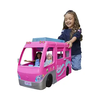 Barbie Dreamhouse Adventures Dreamcamper, ruim 73 cm hoog met zwembad, glijbaan en meer dan 60 accessoires