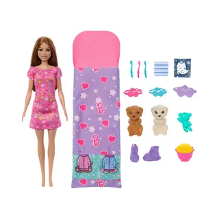 Barbie Doll & Puppy Slumber Party Playset with 2 Toy Dog Figures & 10+ Accessories, Color-Change