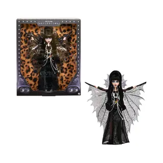 Monster High Elvira Collector Doll in Black Faux Leather Dress with Silvery Cape and Accessories