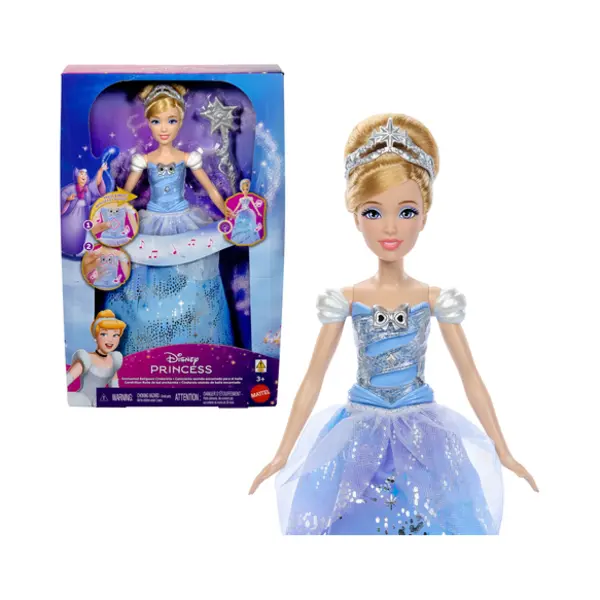 Mattel Disney Princess Enchanted Ballgown Cinderella Fashion Doll with Lights & Sounds, Inspired by Movie thumbnail