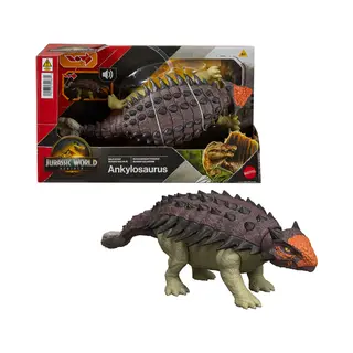Mattel Jurassic World Rebirth Wild Roar Ankylosaurus Dinosaur Toy, Tail Attack Motion & Sound