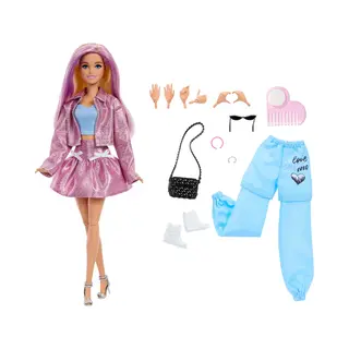 Barbie Deluxe Style Doll with 4 Fashions, 4 Accessories, 4 Interchangeable Hands & Color Change Hair