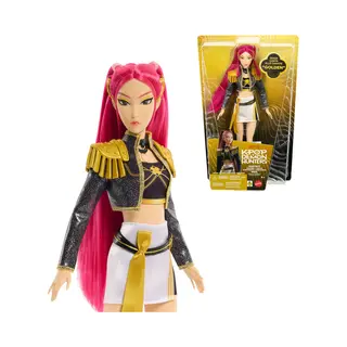 Mattel KPop Demon Hunters Huntr/X Mira 'Golden' zingende pop in outfit (die ook uit kan) en 5 beweegbare gewrichten