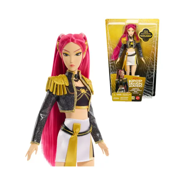 Mattel KPop Demon Hunters Huntr/X Mira „Golden“ Singende Puppe in abnehmbarem Outfit mit 5 beweglichen Gelenken thumbnail