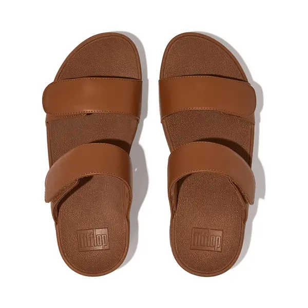 Fitflop, Vrouwen, Pantoffels, Lulu Adjustable Leather Slides Bruin - Maat 36, Bruin, (36) thumbnail