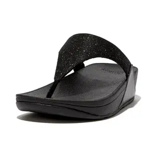 Fitflop Lulu Shimmerlux Toe-Post Damessandalen, Zwart, 40 Eu