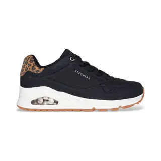 Skechers Uno Jungle NiteSneaker Voor Dames, Durabuck - Suède Mesh Luipaardprint - Zwart, 37 Eu