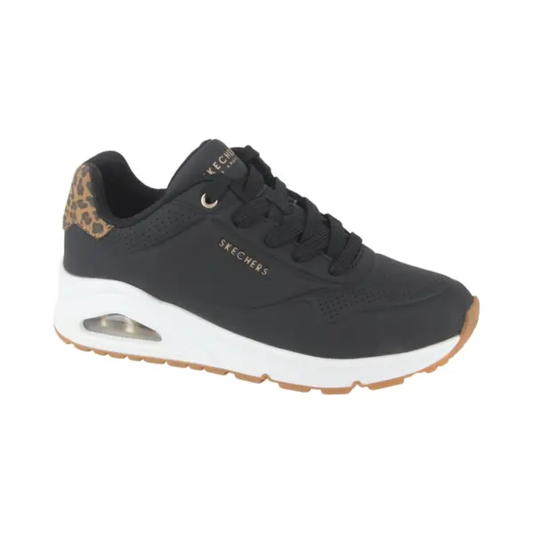 Skechers Uno Jungle Nite Sneakers Voor Dames, Durabuck - Suède Mesh Luipaardprint - Zwart, 38 Eu thumbnail