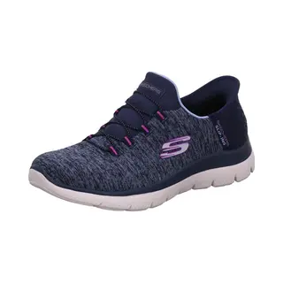 Skechers Women's Summits Dazzling Haze Trainers, Navy Mesh/Purple Trim, 5 Uk