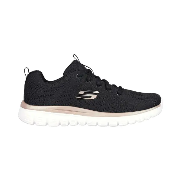 Skechers Sport Dames Graceful Get Connected Sneakers Damesschoenen Zwart Goud thumbnail