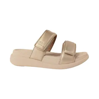 Fitflop F-Mode Go Platte Damessandalen Met Twee Stangen, Verstelbaar, Platino, 38 Eu