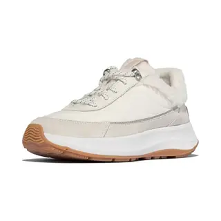 FitFlop Dames F-Mode Flux Shearling-Mix Sneakers Lichtgewicht Duurzaam Ergonomische Sneakers W/Chunky Sole & All-Day Cushioning, Cream Mix, 42 Eu