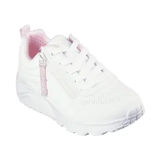Skechers Girl's Uno Lite Easy Zip Sneakers, White Synthetic/Trim, 11.5 Uk Child