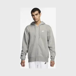 Nike Club Fleecehoodie Met Rits Voor Heren - Grijs