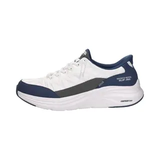 Skechers Comfortabele Contour Foam Sneakers Voor Heren, Wit Mesh, Duraleather Rand, Marineblauw, 48, 5 Eu