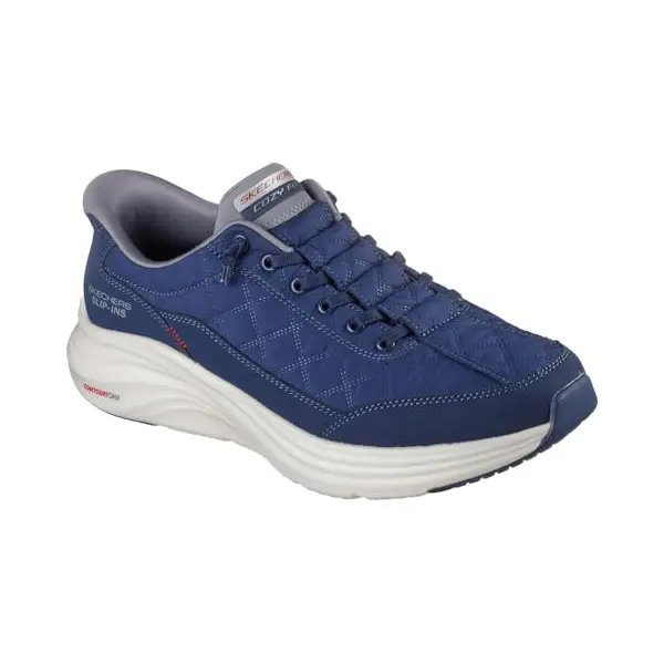 Skechers Men's Contour Foam Cozy Fit Casual Shoes, Navy Mesh/Duraleather/Gray Trim, 9.5 Uk thumbnail