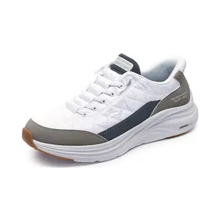 Skechers Men's Contour Foam Cozy Fit Casual Shoes, White Mesh/Duraleather/Taupe Trim, 13 Uk