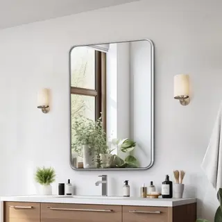 Vevor 0, 4 Cm Dikke Wandmake-upspiegel, 55, 9 X 76, 2 Cm Met Frame Van Aluminiumlegering En Explosiebestendige Folie, Krasbestendige Spiegel Met