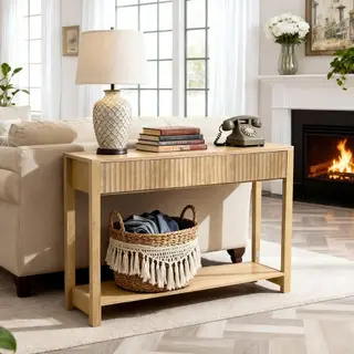 Vevor Consoletafel/Bijzettafel Met Lades En Opbergvak, Smalle Rechthoekige Entreetafel Gemaakt Van Mdf + Spaanplaat Voor Hal, Slaapkamer, Woonkamer,