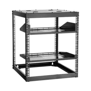 Vevor Rack De Serveur 12U, Rack Réseau à Cadre Ouvert Pour équipement Informatique Et Audiovisuel, à Poser Au Sol Ou Au Mur, Avec 2 étagères 1U