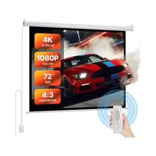 Vevor Gemotoriseerd Projectiescherm, 1829 Mm 4, 3 1080 Hd, Projector Met Projectiescherm Met Afstandsbediening, Automatisch Bioscoopscherm, Voor