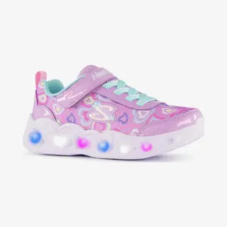 Skechers Heart Lights 2 Lvmt Violet Blue Kids Girls Trainers 303257L In A Plain Textile In Size 27