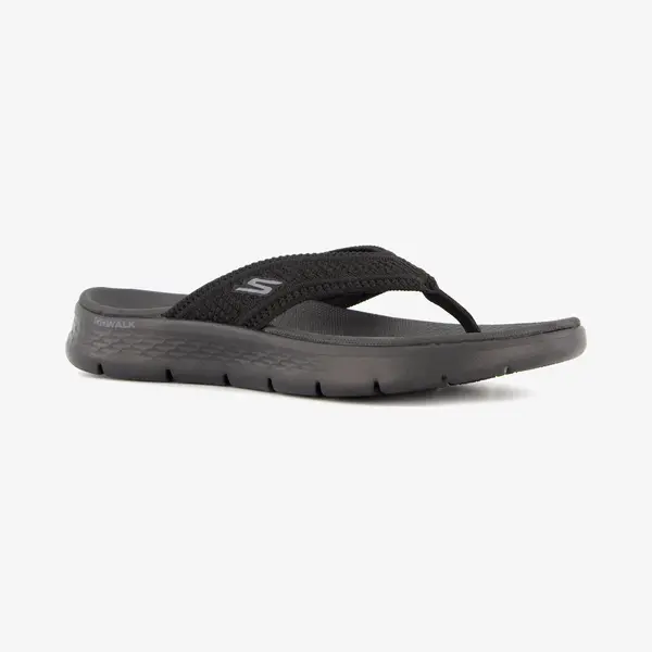 Skechers Go Walk Flex Sandal Holly Women's Vegan 3-Point Thong Sandals With Memory Foam Straps Black thumbnail